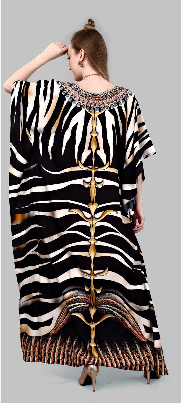 Aastha Fashion Multi Color Polyester Crepe Digital Print With Stone Work Kaftan
