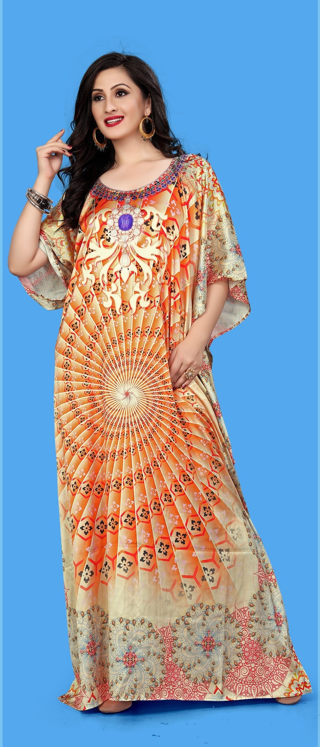 Aastha Fashion Multi Smooth Satin Glamorous Festival Wear Kaftan