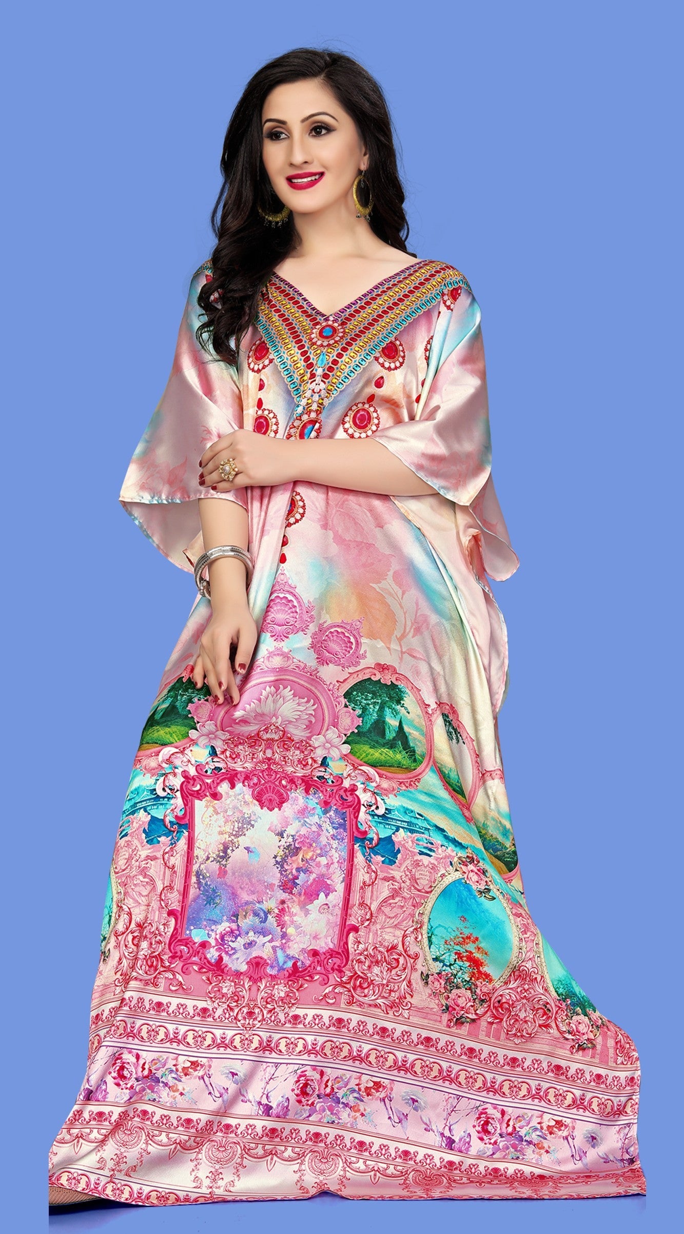 Aastha Fashion Multi Smooth Satin Glamorous Festival Wear Kaftan