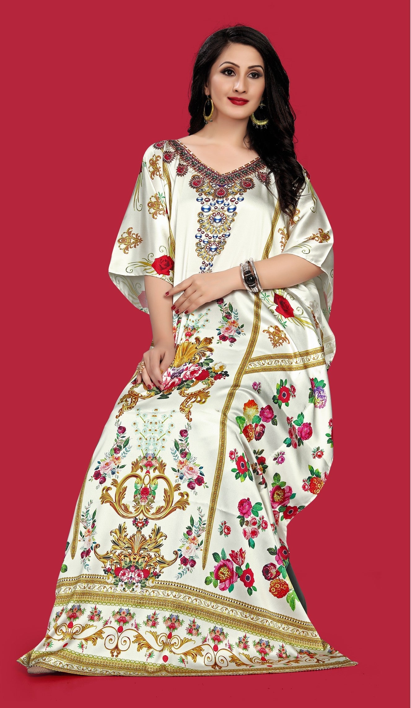 Aastha Fashion Multi Smooth Satin Glamorous Festival Wear Kaftan