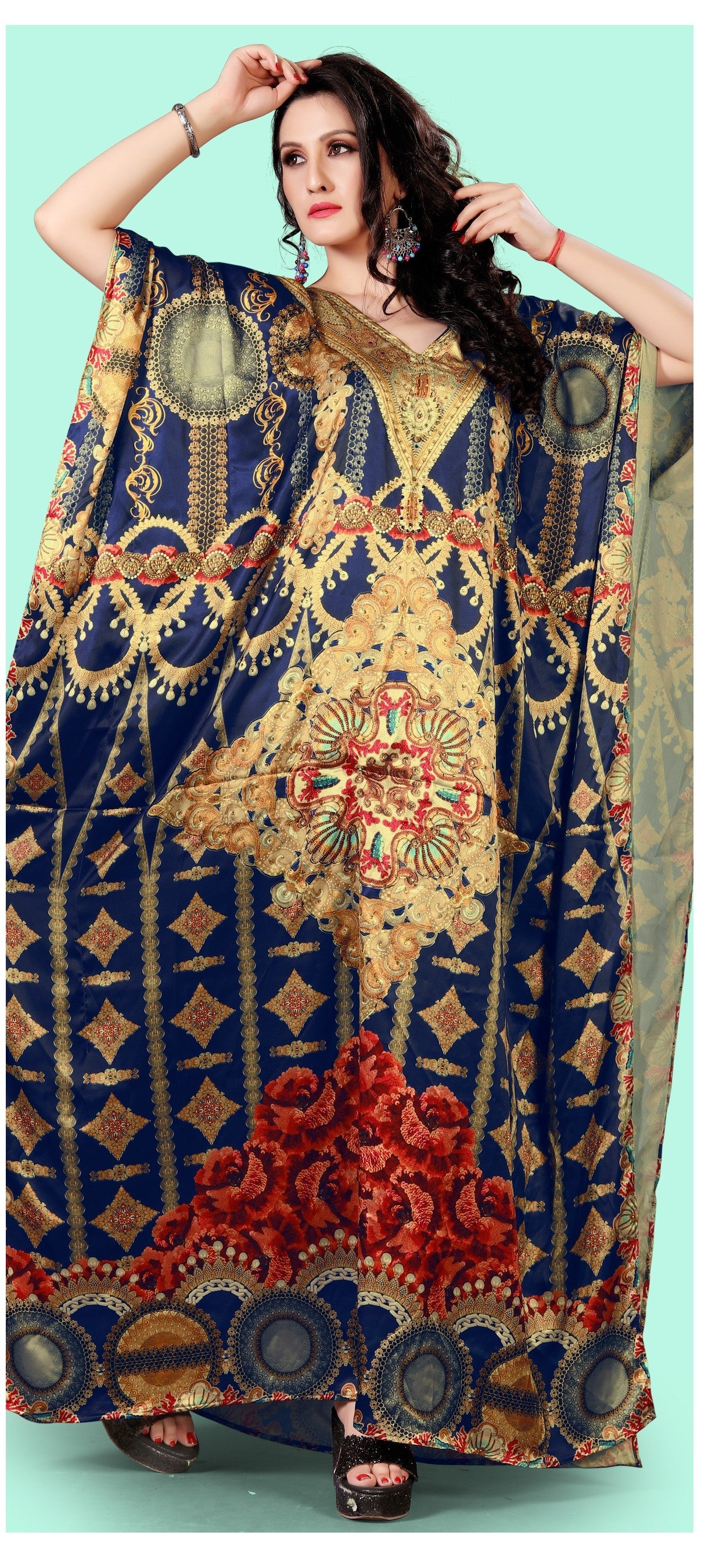 Aastha Fashion Multi Smooth Satin Glamorous Festival Wear Kaftan