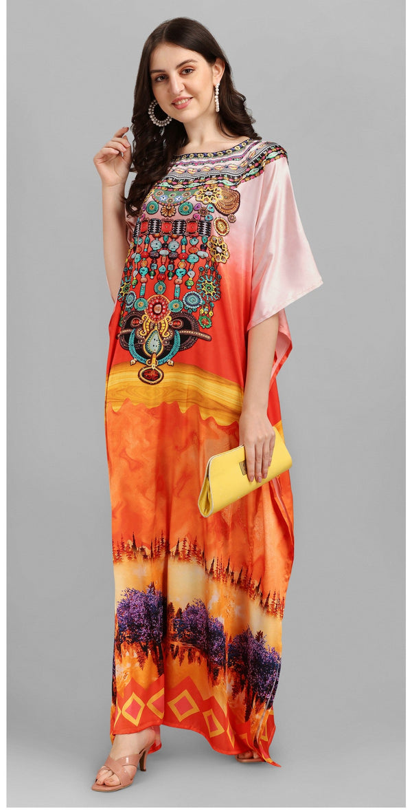 Aastha Fashion Multi Smooth Satin Glamorous Festival Wear Kaftan