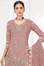 Thumbnail for Aastha Fashion Peach Faux Georgette Glamorous Festival Wear Pakistani Suit