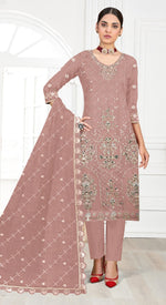 Thumbnail for Aastha Fashion Peach Faux Georgette Glamorous Festival Wear Pakistani Suit