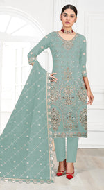 Thumbnail for Aastha Fashion Sky Faux Georgette Glamorous Festival Wear Pakistani Suit