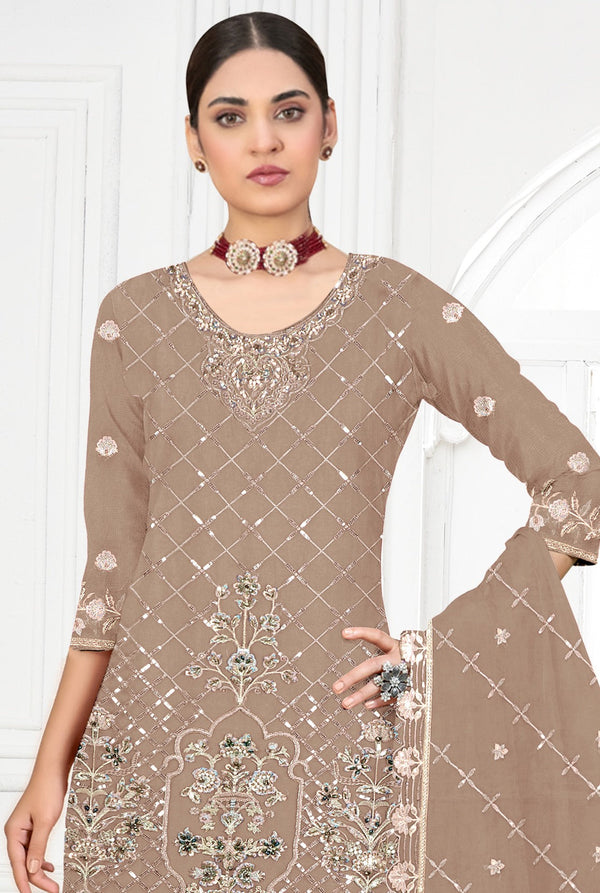 Aastha Fashion Beige Faux Georgette Glamorous Festival Wear Pakistani Suit