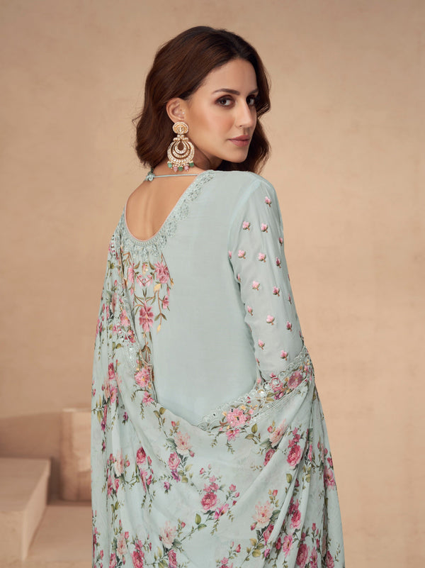 Aastha Fashion Sky Chinon Glamorous Festival Wear Pakistani Suit