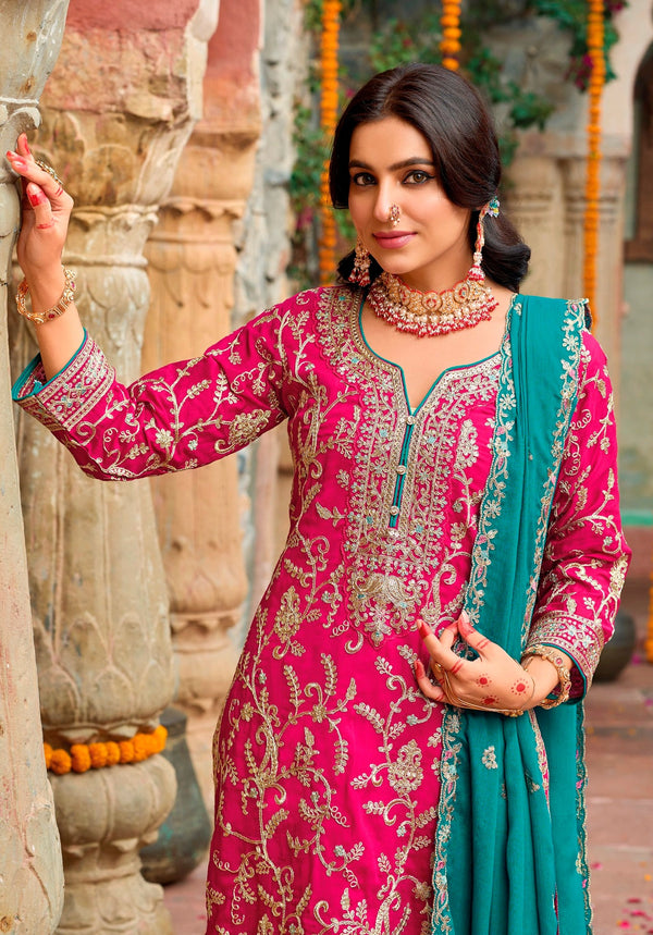 Aastha Fashion Pink Chinon Glamorous Festival Wear Pakistani Suit