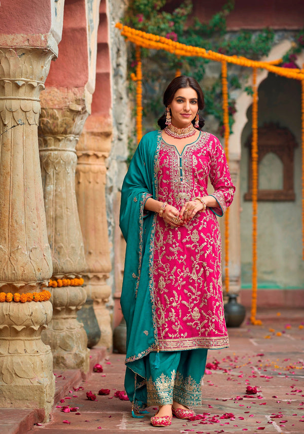 Aastha Fashion Pink Chinon Glamorous Festival Wear Pakistani Suit