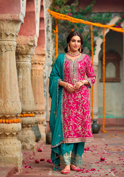 Aastha Fashion Pink Chinon Glamorous Festival Wear Pakistani Suit