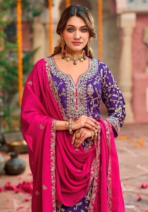 Aastha Fashion Purple Chinon Glamorous Festival Wear Pakistani Suit