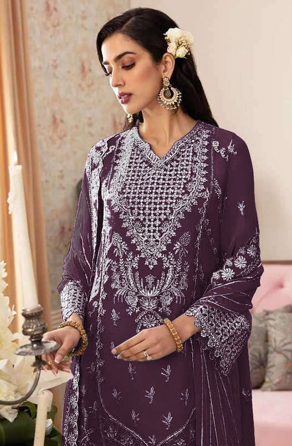 Aastha Fashion Purple Faux Georgette Glamorous Festival Wear Pakistani Suit