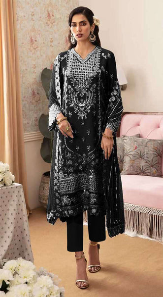 Aastha Fashion Black Faux Georgette Glamorous Festival Wear Pakistani Suit