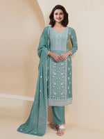 Thumbnail for Aastha Fashion Sky Faux Georgette Glamorous Festival Wear Pakistani Suit