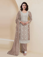 Thumbnail for Aastha Fashion Beige Faux Georgette Glamorous Festival Wear Pakistani Suit