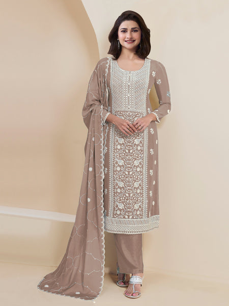 Aastha Fashion Beige Faux Georgette Glamorous Festival Wear Pakistani Suit