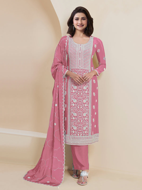 Aastha Fashion Pink Faux Georgette Glamorous Festival Wear Pakistani Suit
