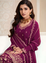 Thumbnail for Aastha Fashion Wine Chinon Glamorous Festival Wear Pakistani Suit