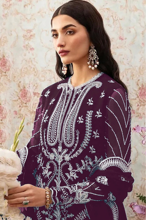 Aastha Fashion Purple Faux Georgette Glamorous Festival Wear Pakistani Suit