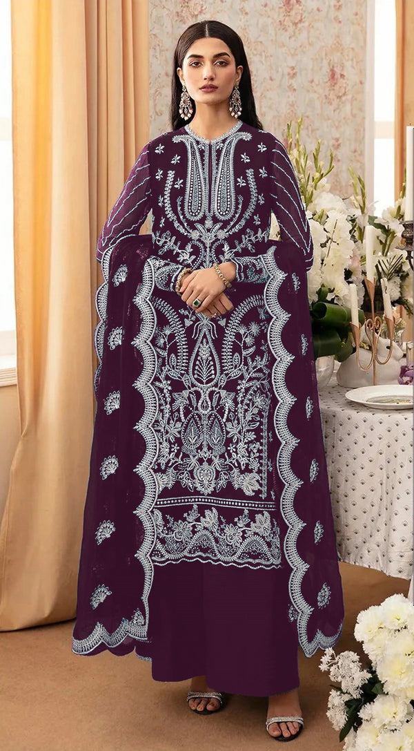 Aastha Fashion Purple Faux Georgette Glamorous Festival Wear Pakistani Suit