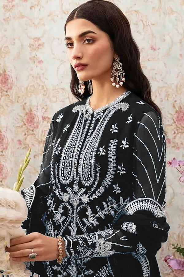 Aastha Fashion Black Faux Georgette Glamorous Festival Wear Pakistani Suit