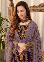 Thumbnail for Aastha Fashion Purple Faux Georgette Glamorous Festival Wear Pakistani Suit