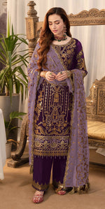 Thumbnail for Aastha Fashion Purple Faux Georgette Glamorous Festival Wear Pakistani Suit
