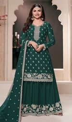 Thumbnail for Aastha Fashion Teal Green Chinon Glamorous Festival Wear Pakistani Suit