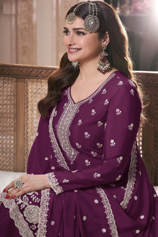 Aastha Fashion Purple Chinon Glamorous Festival Wear Pakistani Suit