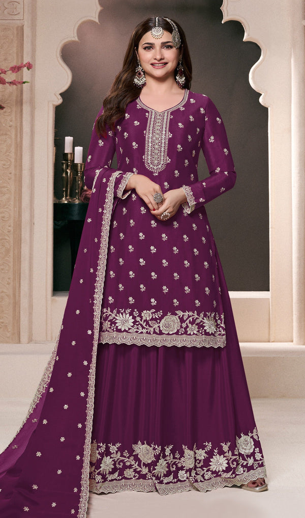 Aastha Fashion Purple Chinon Glamorous Festival Wear Pakistani Suit