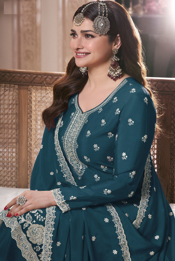 Aastha Fashion Blue Chinon Glamorous Festival Wear Pakistani Suit