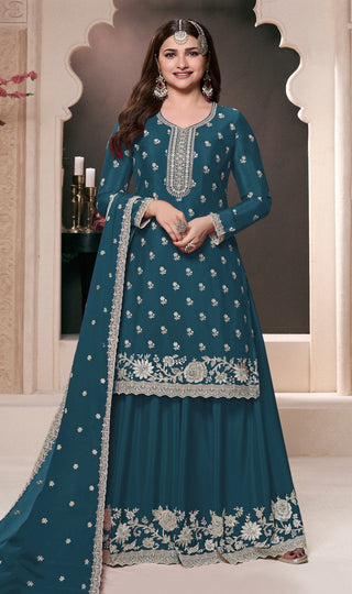 Aastha Fashion Blue Chinon Glamorous Festival Wear Pakistani Suit