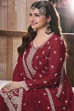Thumbnail for Aastha Fashion Maroon Chinon Glamorous Festival Wear Pakistani Suit