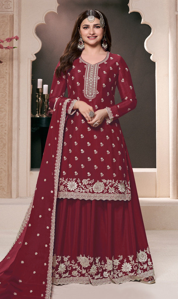 Aastha Fashion Maroon Chinon Glamorous Festival Wear Pakistani Suit
