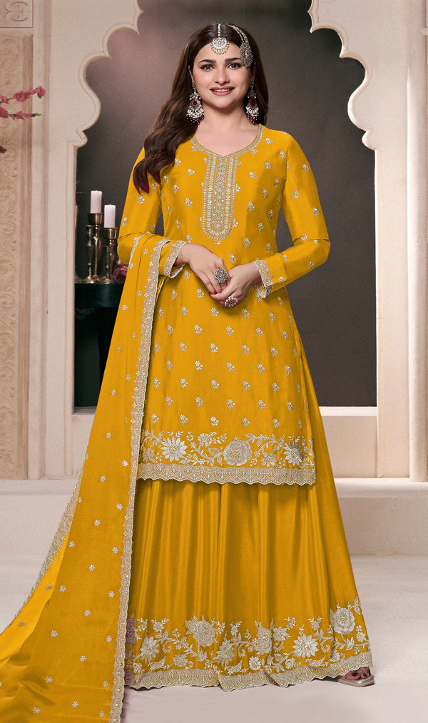 Aastha Fashion Yellow Chinon Glamorous Festival Wear Pakistani Suit