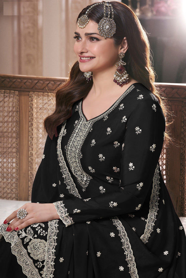 Aastha Fashion Black Chinon Glamorous Festival Wear Pakistani Suit