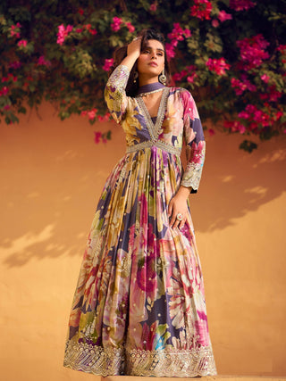 Aastha Fashion Multi Colour Chinon Glamorous Festival Wear Pakistani Suit