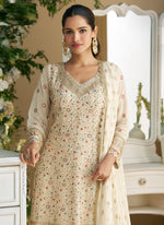 Thumbnail for Aastha Fashion Cream Faux Georgette Glamorous Festival Wear Pakistani Suit