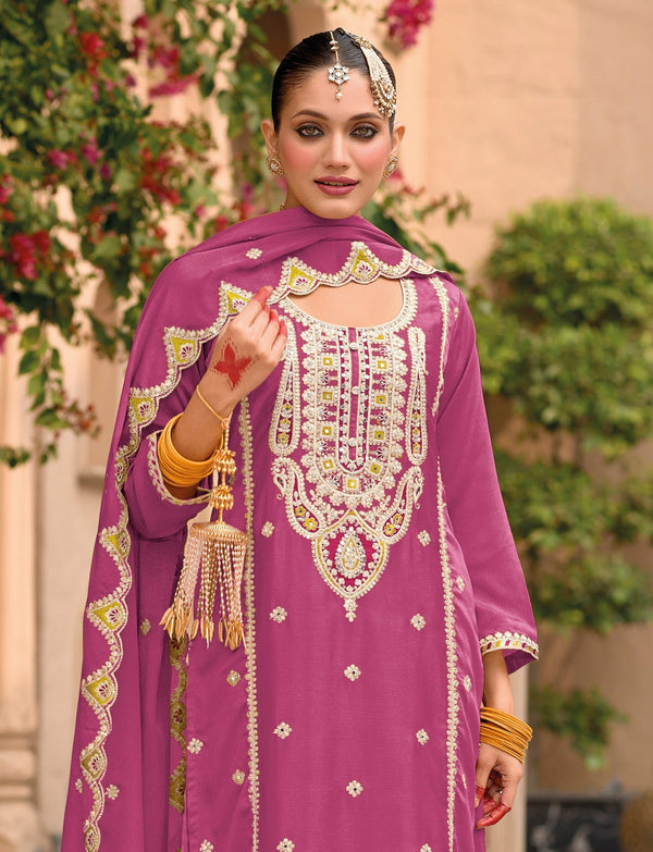 Aastha Fashion Pink Chinon Glamorous Festival Wear Pakistani Suit