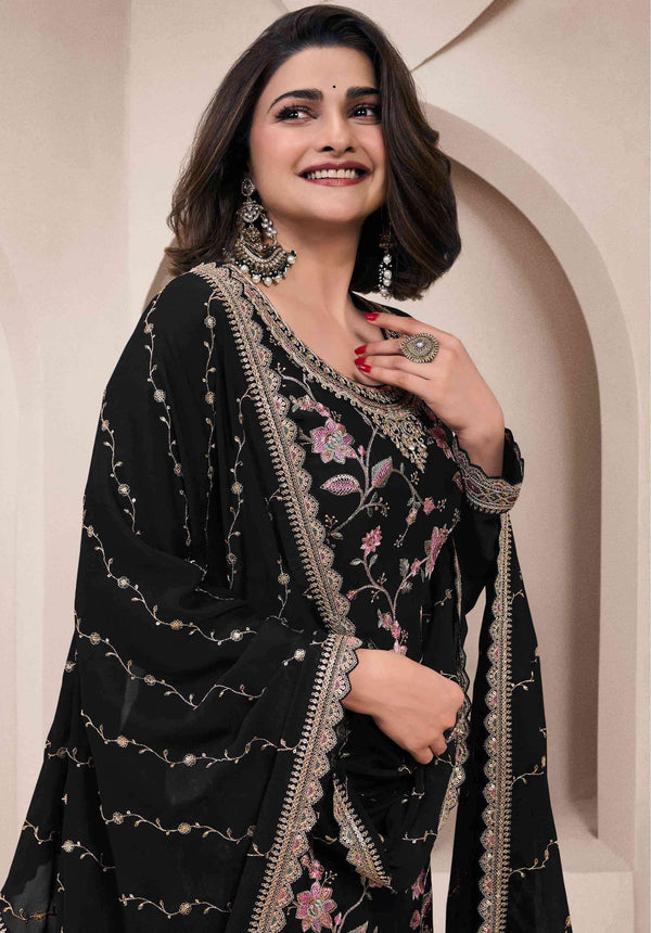 Aastha Fashion Black Chinon Glamorous Festival Wear Pakistani Suit