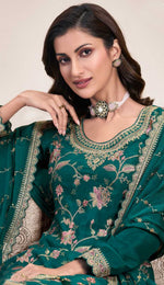 Thumbnail for Aastha Fashion Green Chinon Glamorous Festival Wear Pakistani Suit