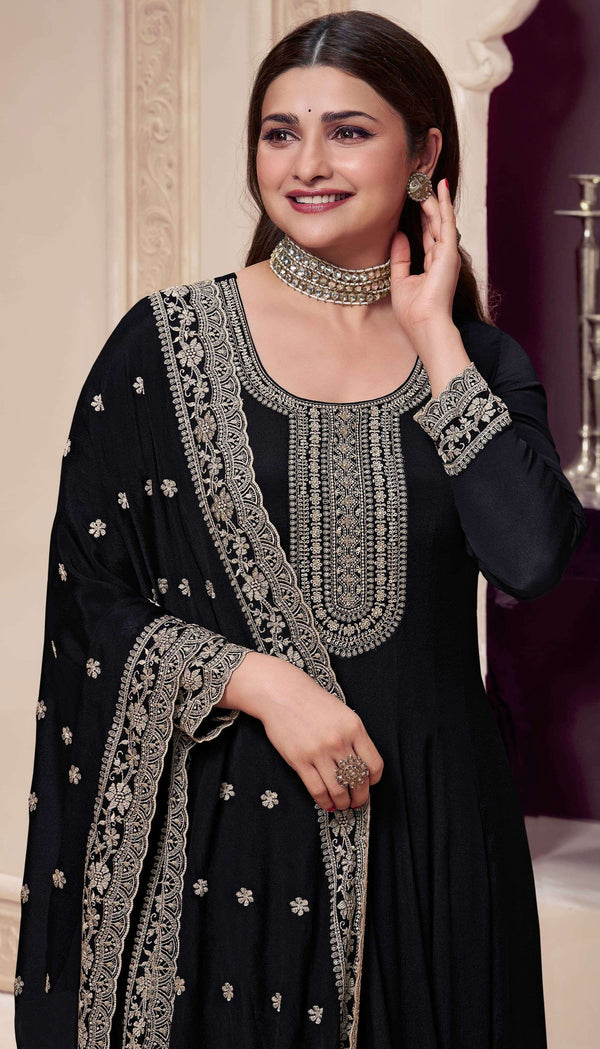 Aastha Fashion Black Chinon Glamorous Festival Wear Pakistani Suit