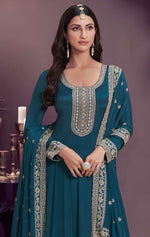 Thumbnail for Aastha Fashion Aqua Blue Chinon Glamorous Festival Wear Pakistani Suit