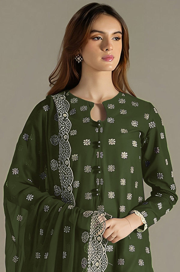 Aastha Fashion Dark Green Faux Georgette Glamorous Festival Wear Pakistani Suit