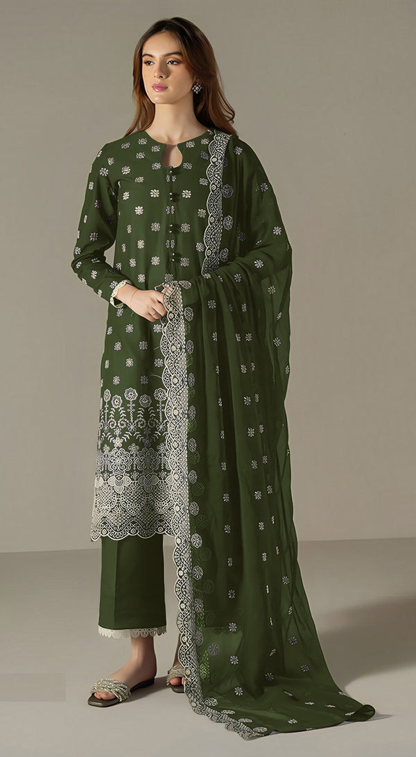 Aastha Fashion Dark Green Faux Georgette Glamorous Festival Wear Pakistani Suit