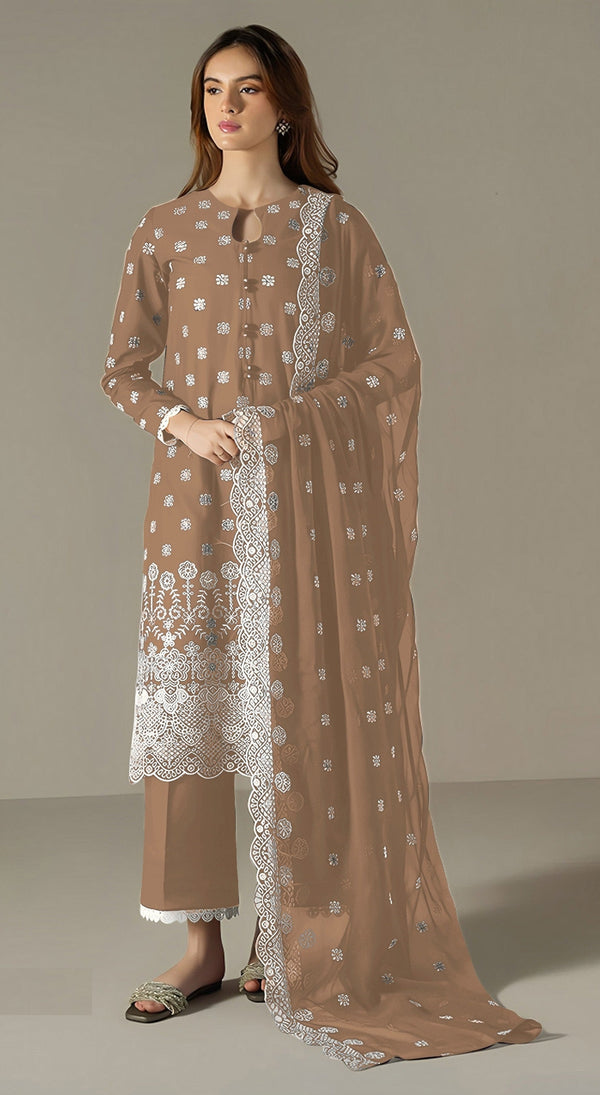 Aastha Fashion Brown Faux Georgette Glamorous Festival Wear Pakistani Suit