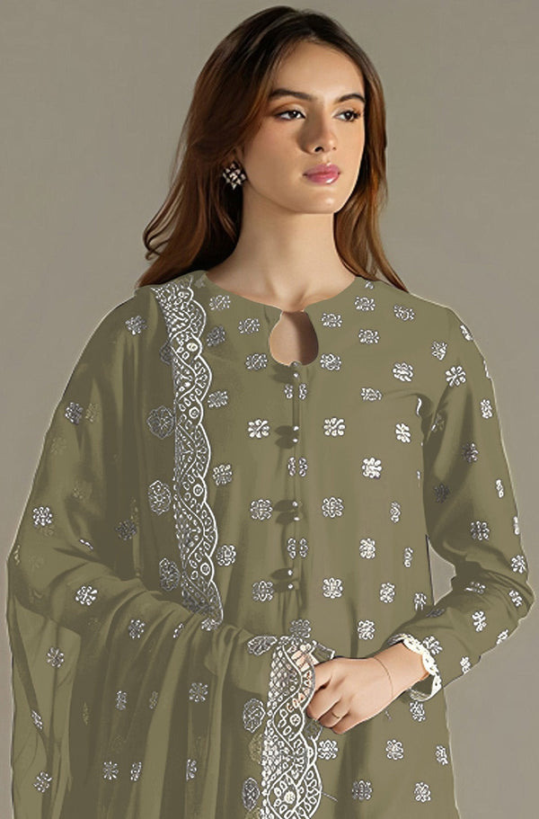 Aastha Fashion Green Faux Georgette Glamorous Festival Wear Pakistani Suit