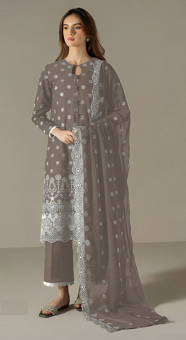 Aastha Fashion Grey Faux Georgette Glamorous Festival Wear Pakistani Suit