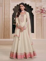 Thumbnail for Aastha Fashion White Art Silk Glamorous Festival Wear Pakistani Suit
