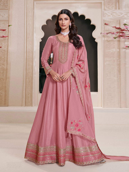 Aastha Fashion Pink Art Silk Glamorous Festival Wear Pakistani Suit
